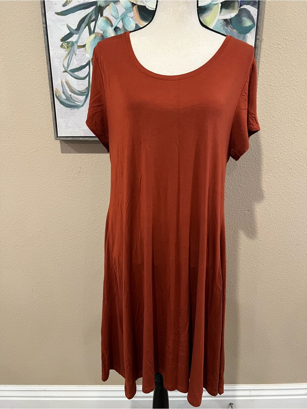 Style & Co. Short Sleeve Scoop Neck Tunic Dress - Rust